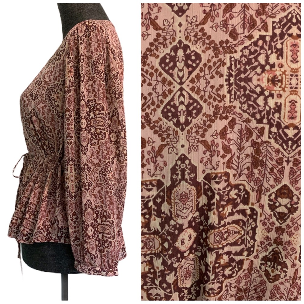 Madewell pink kaleidoscope peasant boho blouse - Picture 6 of 9